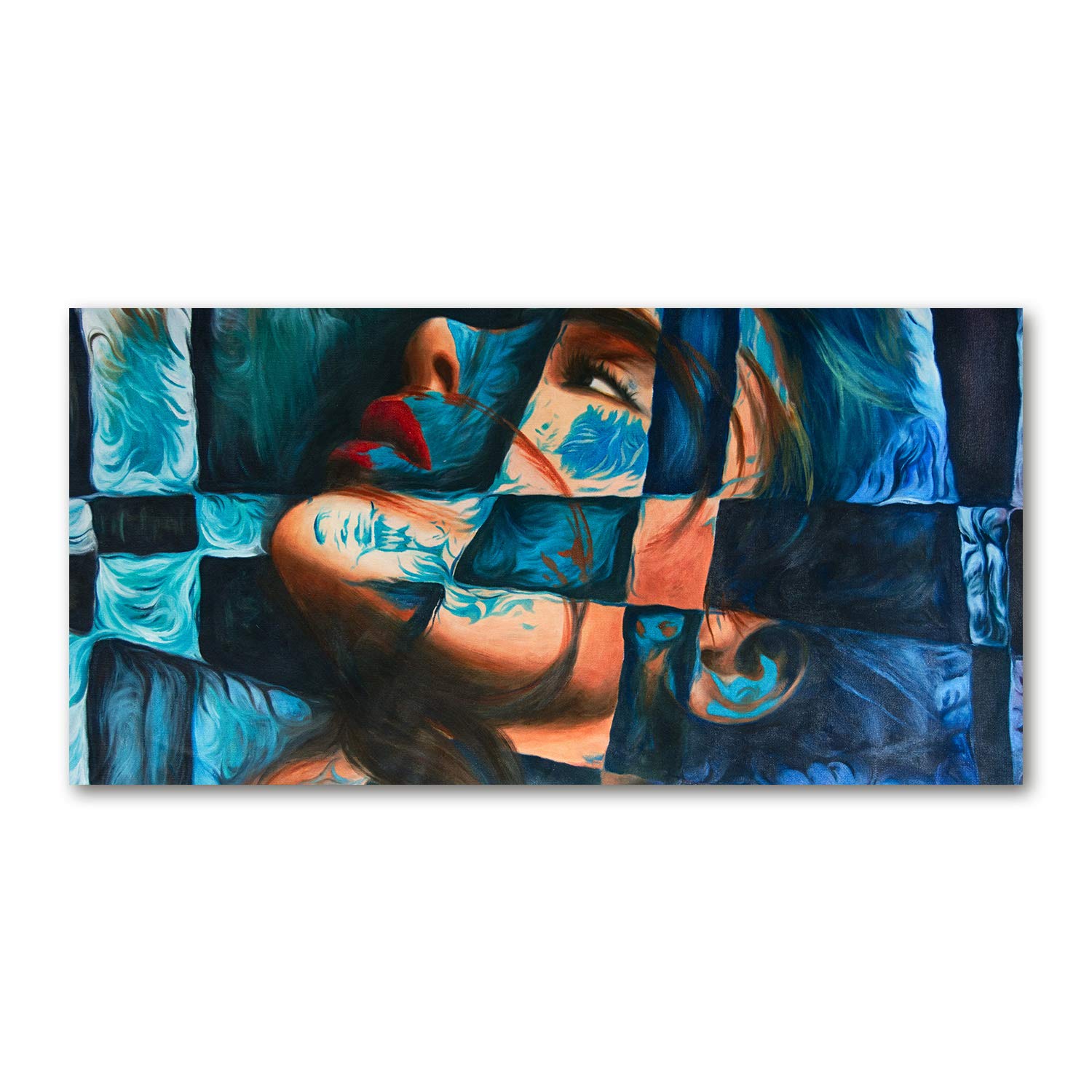 Art abstrait de la femme tableau verre acrylique 120x60 finis les murs vides