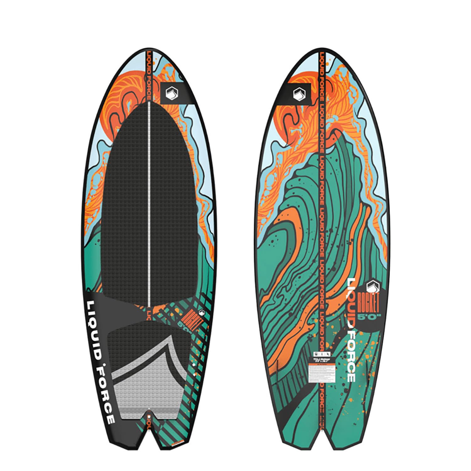 Liquid Force 2026 Rocket Wakesurf Board with Wakeurf Rope and Handle Package