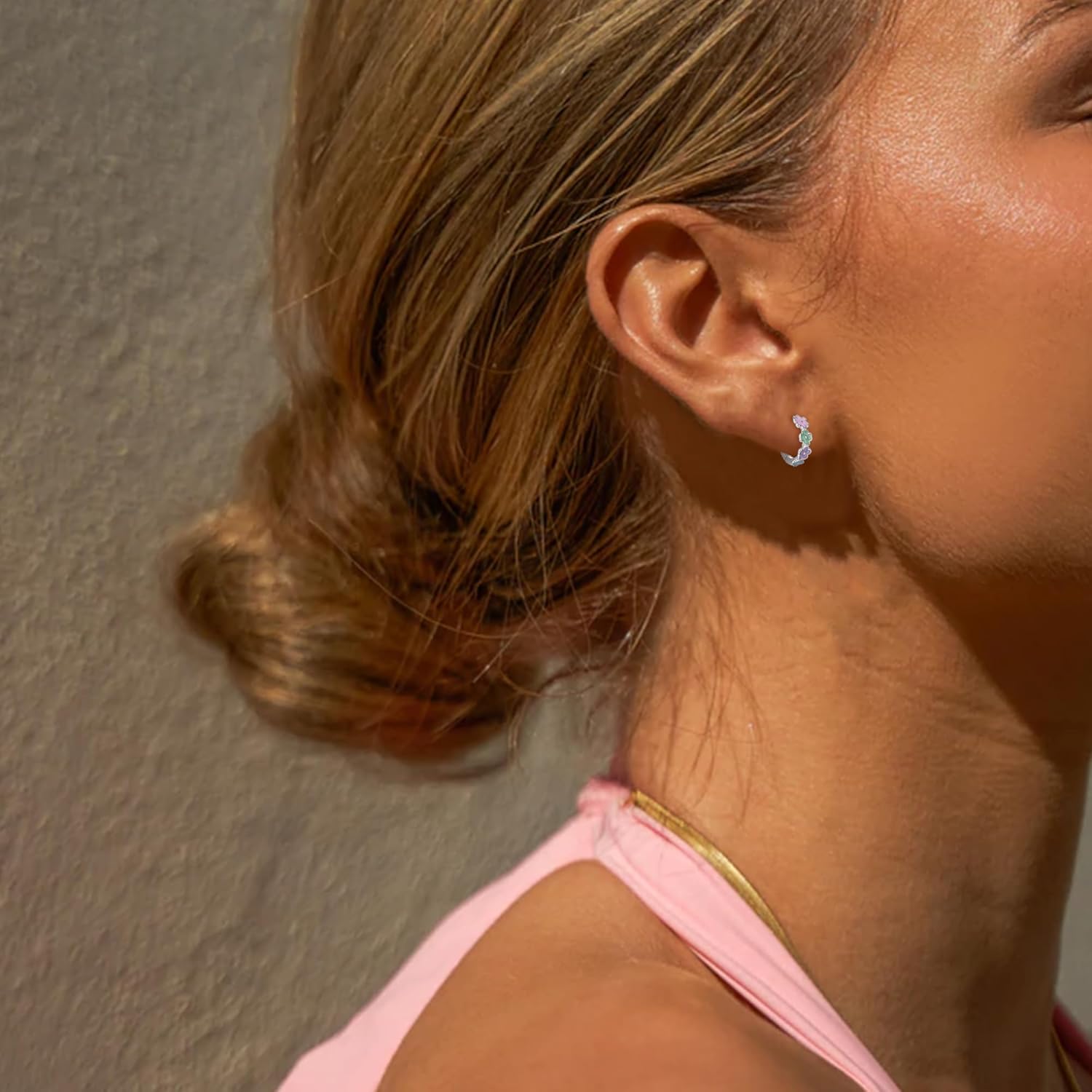 Daisy Earrings for Women Hypoallergenic Sunflower Tiny Cute Dainty Small Hoop Huggie Earring Jewelry Gifts - Image 2