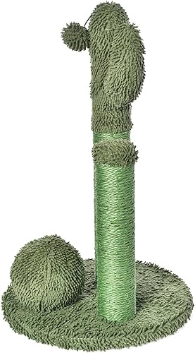 Miniatura 2 de Tienda Basics Rascador para gatos  Poste rascador de cactus para interiores con bola colgante, grande (27 pulgadas de alto) - Verde