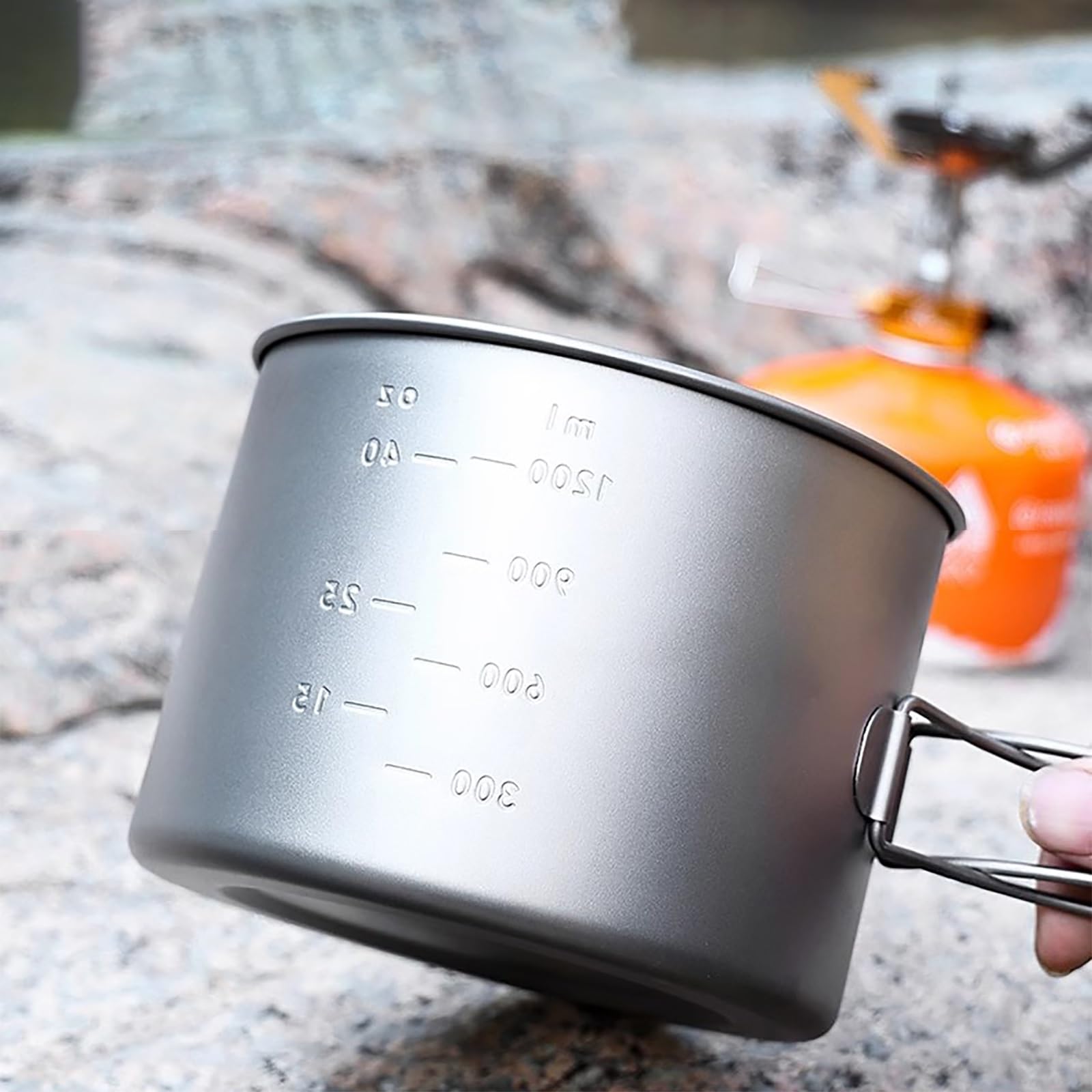 Casseroles Camping en Titane, Kit Camping 2 Ustensiles de Cuisine de Camping, Materiel Camping Ultraléger, avec Poignée Pliable, pour la Randonnée