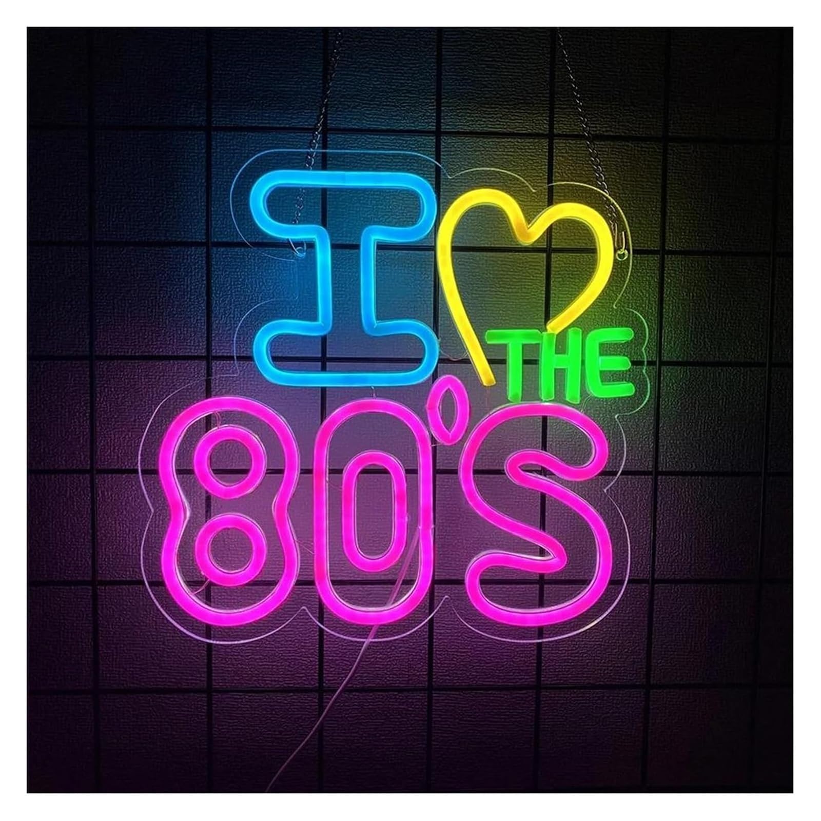 Lampada al neon rilassante con scritta I Love The 80's per decorazioni murali, insegne