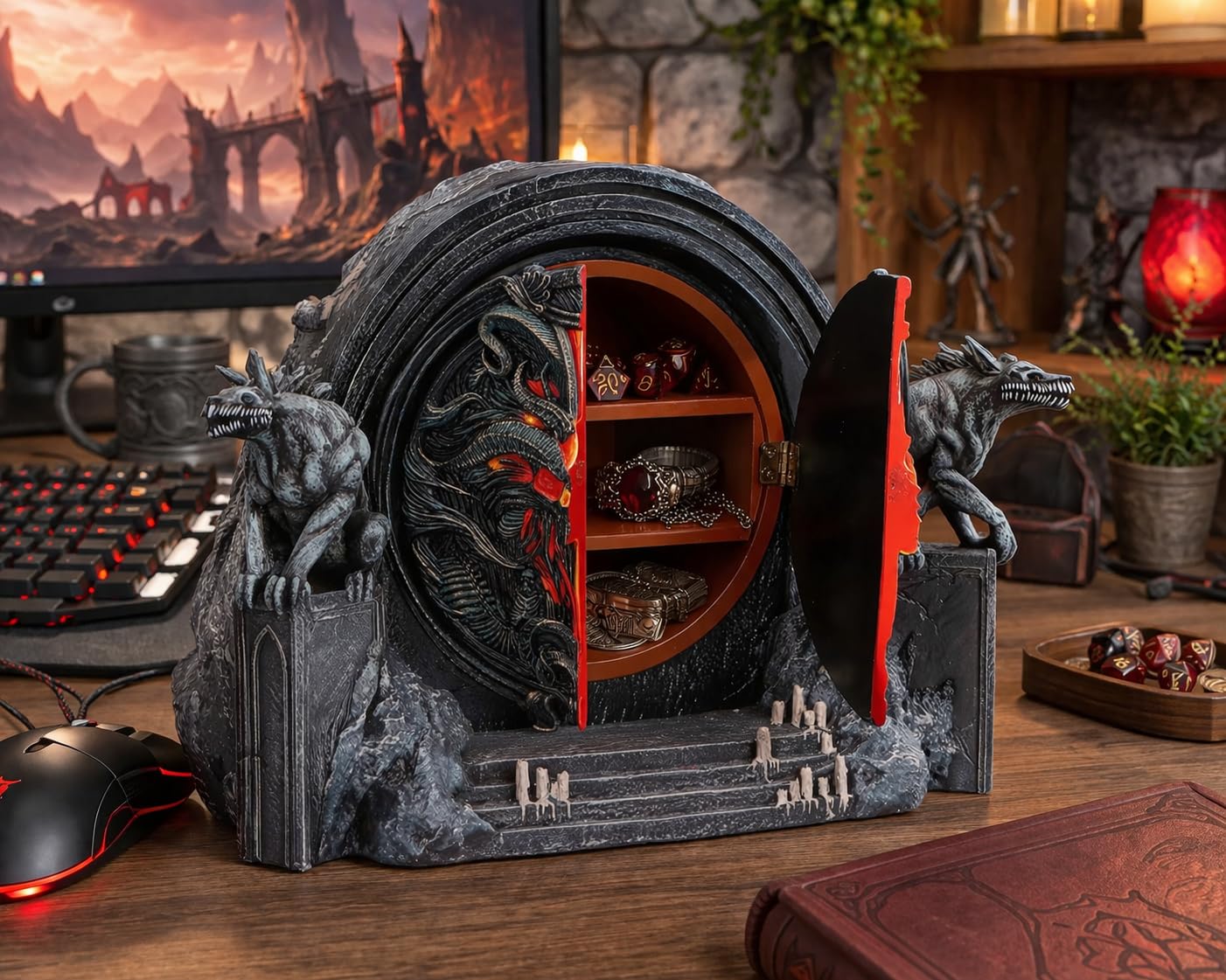 Nemesis Now Diablo IV Hells Gate Box 15,5 cm, żywica, czarny, oficjalnie licencjonowany produkt Diablo, pudełko na akcesoria do gier, mały schowek, odlewane w najlepszej żywicy, ręcznie malowane