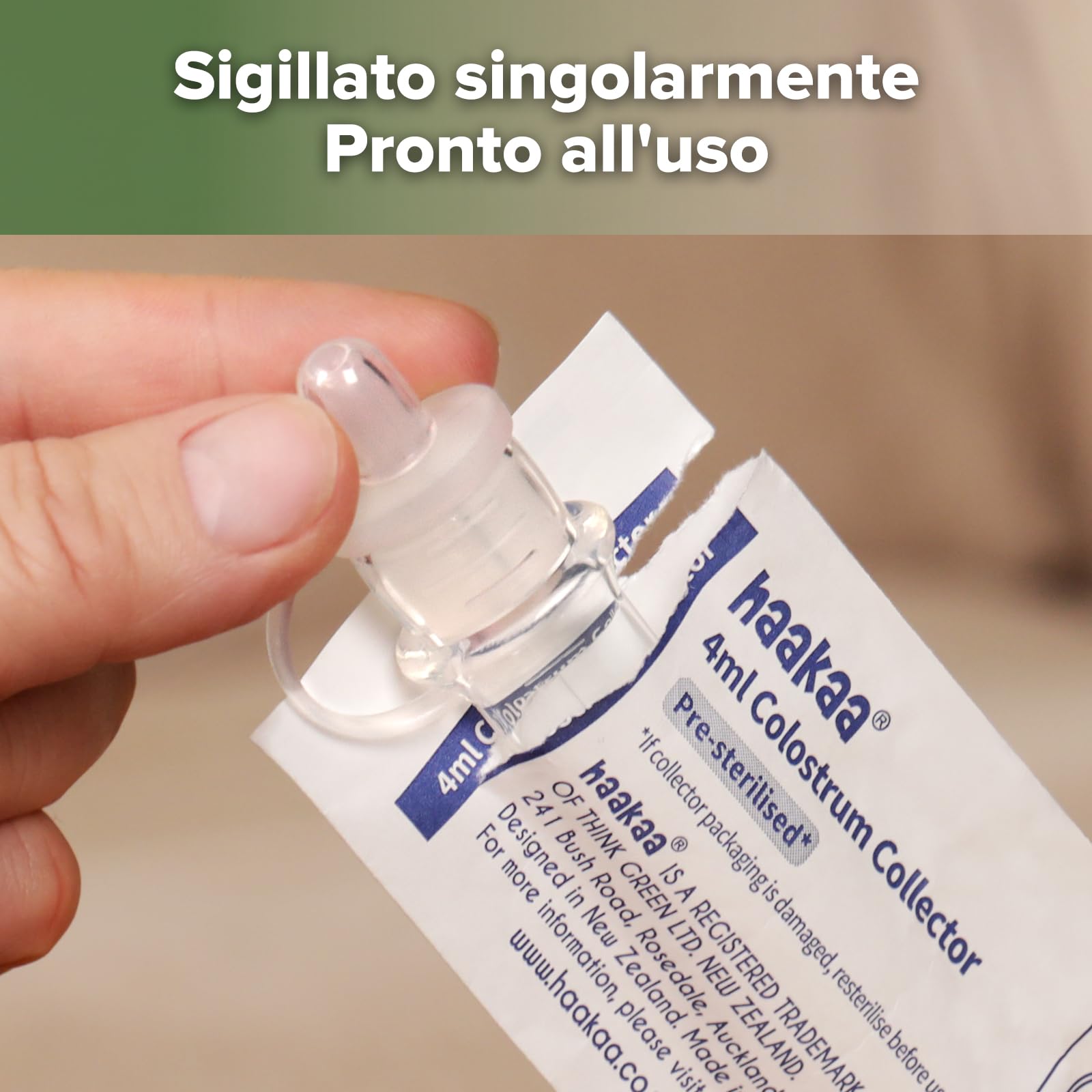 haakaa Kit di raccolta colostro in silicone, raccoglitore per latte materno con salvietta per la pulizia in cotone, etichette adesive e custodia, pronto all'uso, 4ml/6pcs