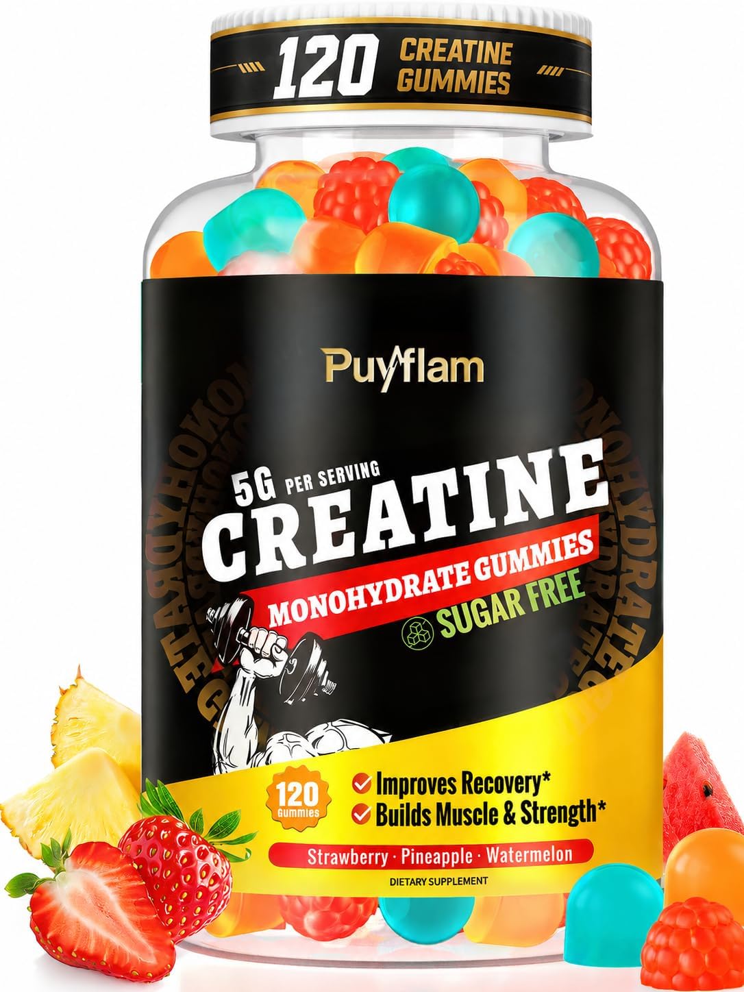 Sugar Free Creatine Monohydrate Gummies 5g for Men & Women With Electrolyte