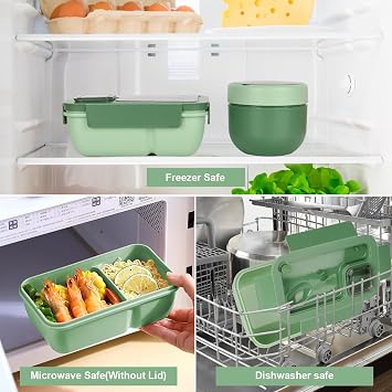 Lunch Box Adults, Bento Box Set with Lunch Bag, Utensils, Oats Container