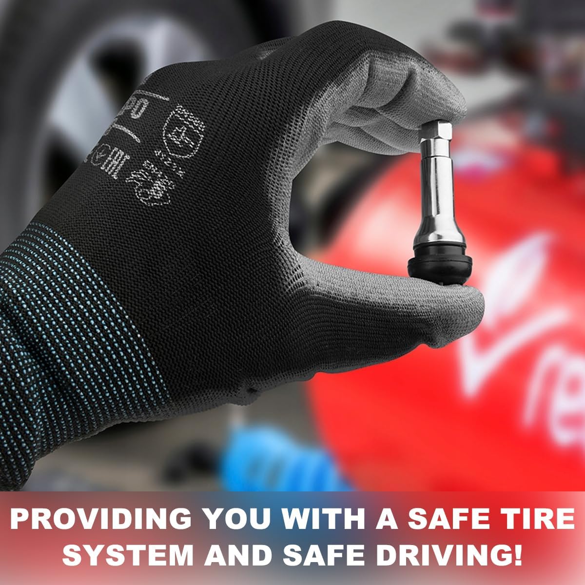 KVAEY 5 PCS TR413AC Tire Valve Stems, Chrome Rubber Tubeless Valve Stems Suit for 0.453 inch Rim Holes, Snap-in Tyre Metal Stems for Standard Vehicle Tires, Car Accessories (Black)