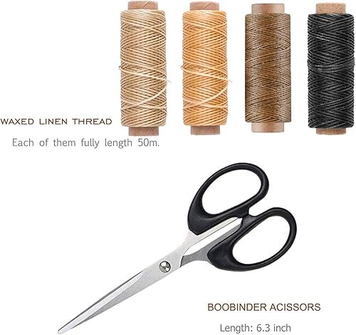 Miniatura 4 de VENCINK Kits de encuadernación, suministros de encuadernación de libros de mano, juego de herramientas de inicio con carpetas de hueso genuino,