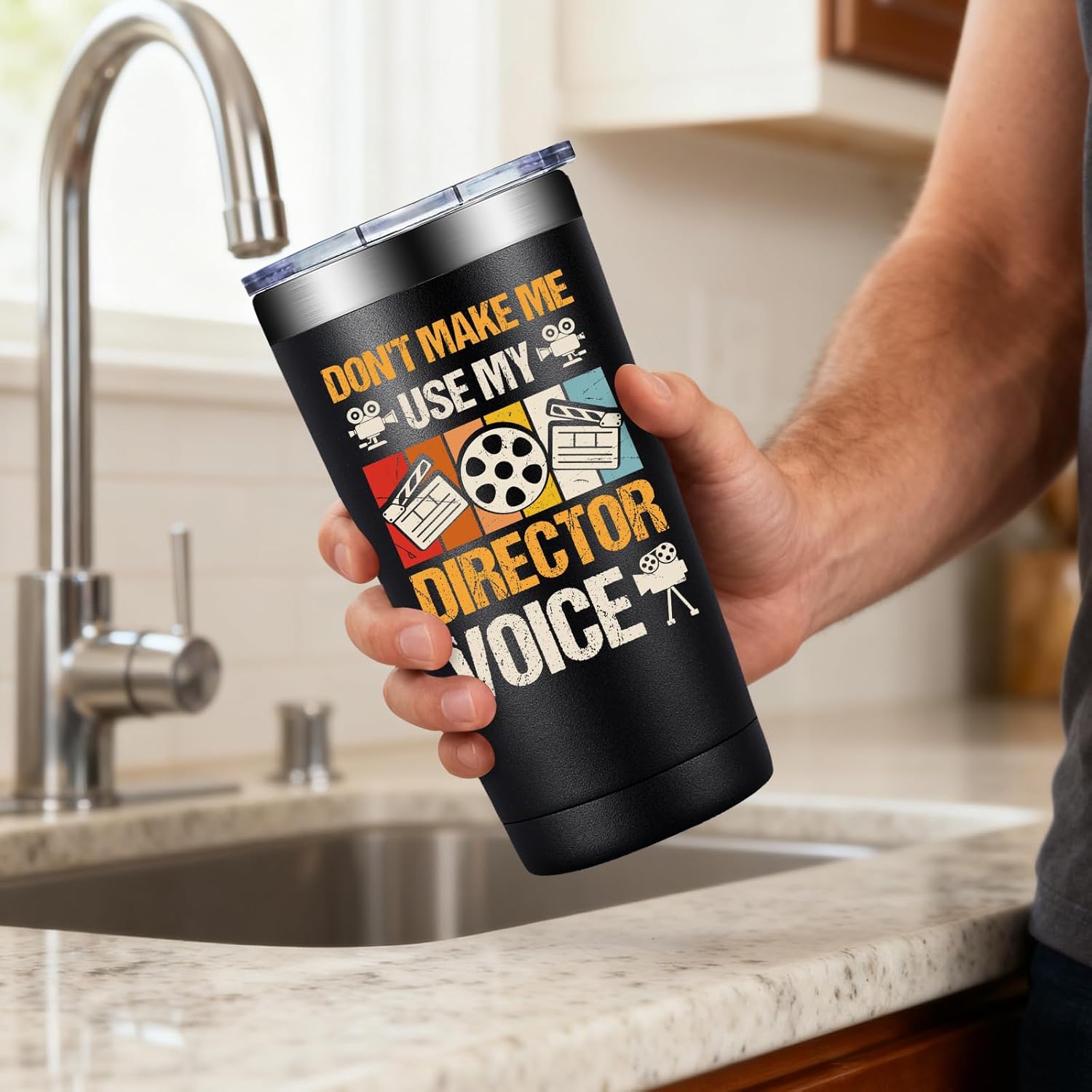 SpenMeta Director Gifts - Filmmaker Day, Birthday, Christmas Gifts for Band, Theater, Movie, Film Directors - Don't Make Me Use My Director Voice Tumbler Cup 20oz - Image 5