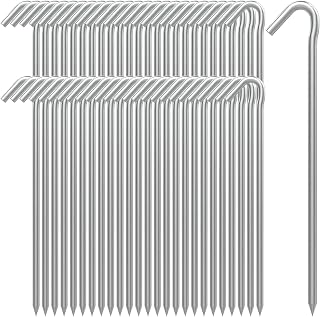 AAGUT Tent Stakes Heavy Duty Metal 9 Inch, 50 Pack Rust-Resistant Galvanized Steel Camping Stake Garden Edging Fence Hooks Yard Tent Pegs for Inflatable, Tarp, Outdoor Christmas Decorations