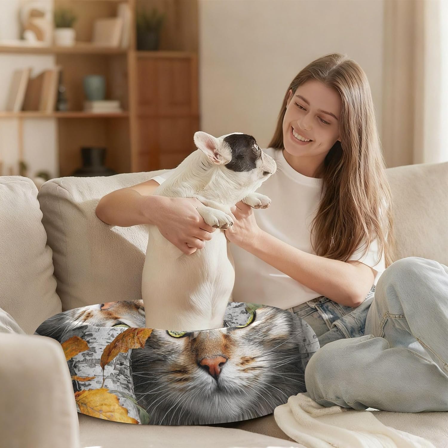 3D White Trees Cat Pet Dog Beds Anti-Slip Cat Pillow Bed for Small Size Pets Supplies M