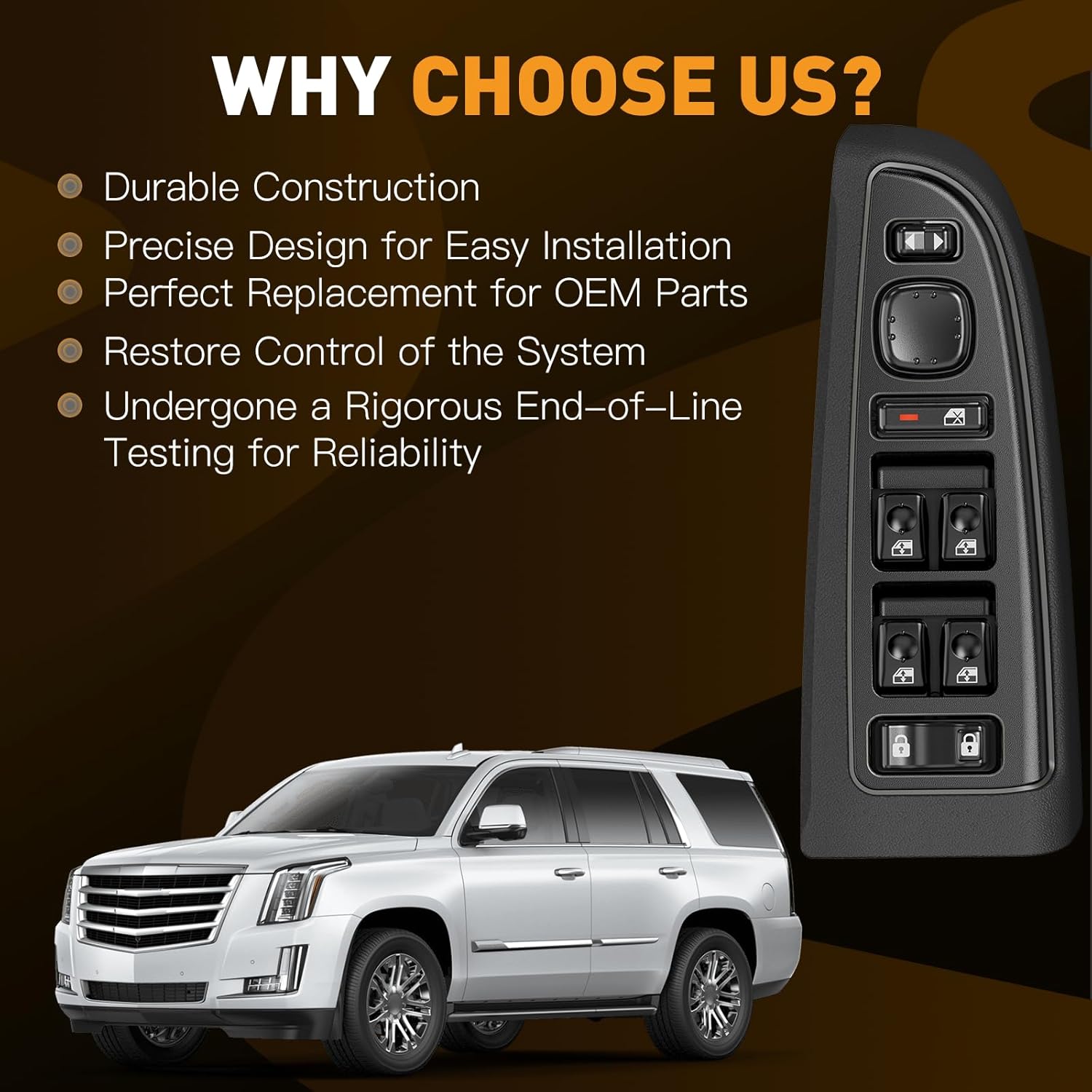 15883318 Automotive Power Window Switch Driver Side with Black Bezel Cover, Master Door Window Control Switches for 2003-2007 Chevrolet Silverado, 2003-2007 GMC Sierra - Replace 920-023 DWS-226