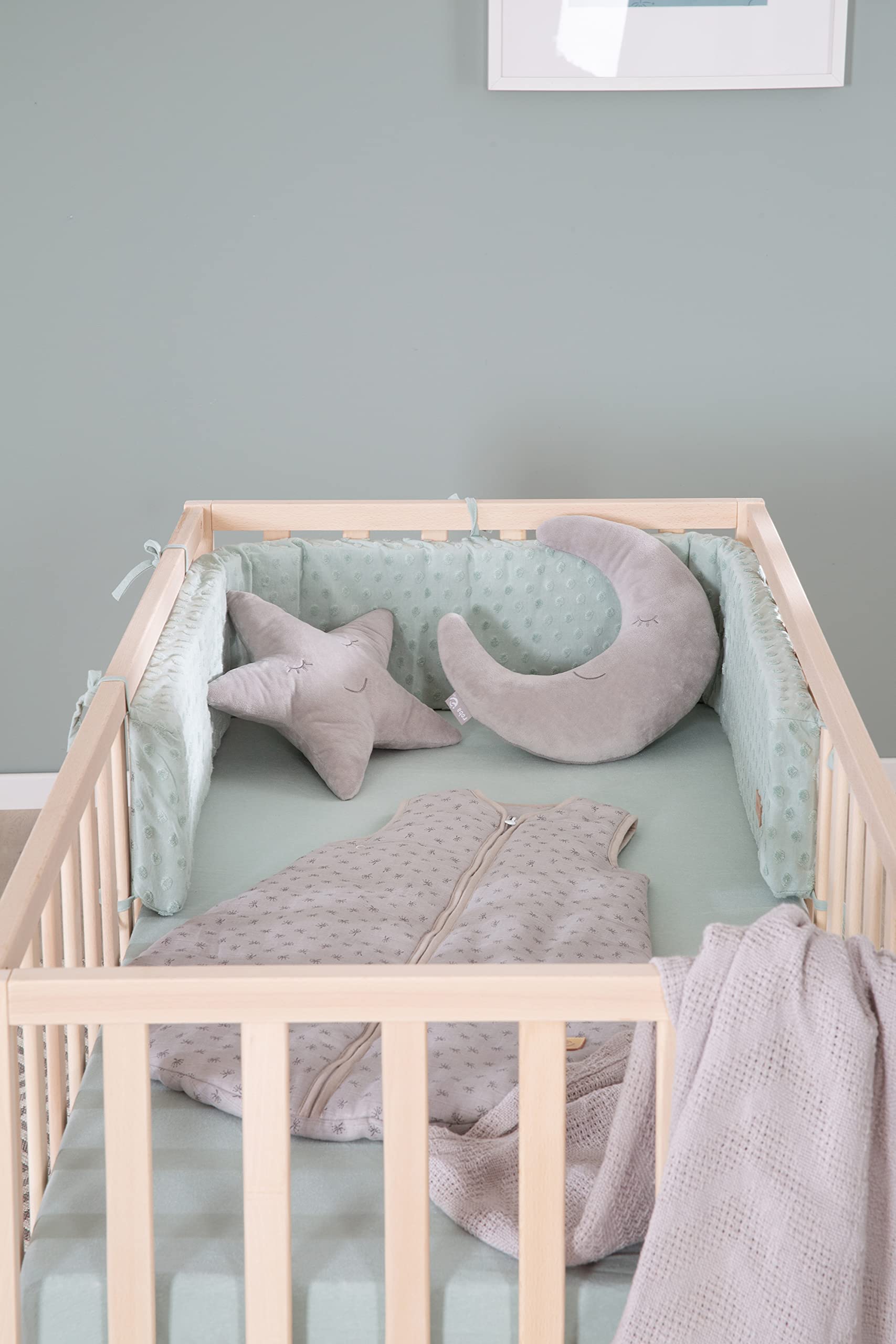 roba Lit Bébé Tout Barreaux "Cosi" 60x120 - 3 Positions d'Hauteur - Hêtre Massif Bio - Naturel