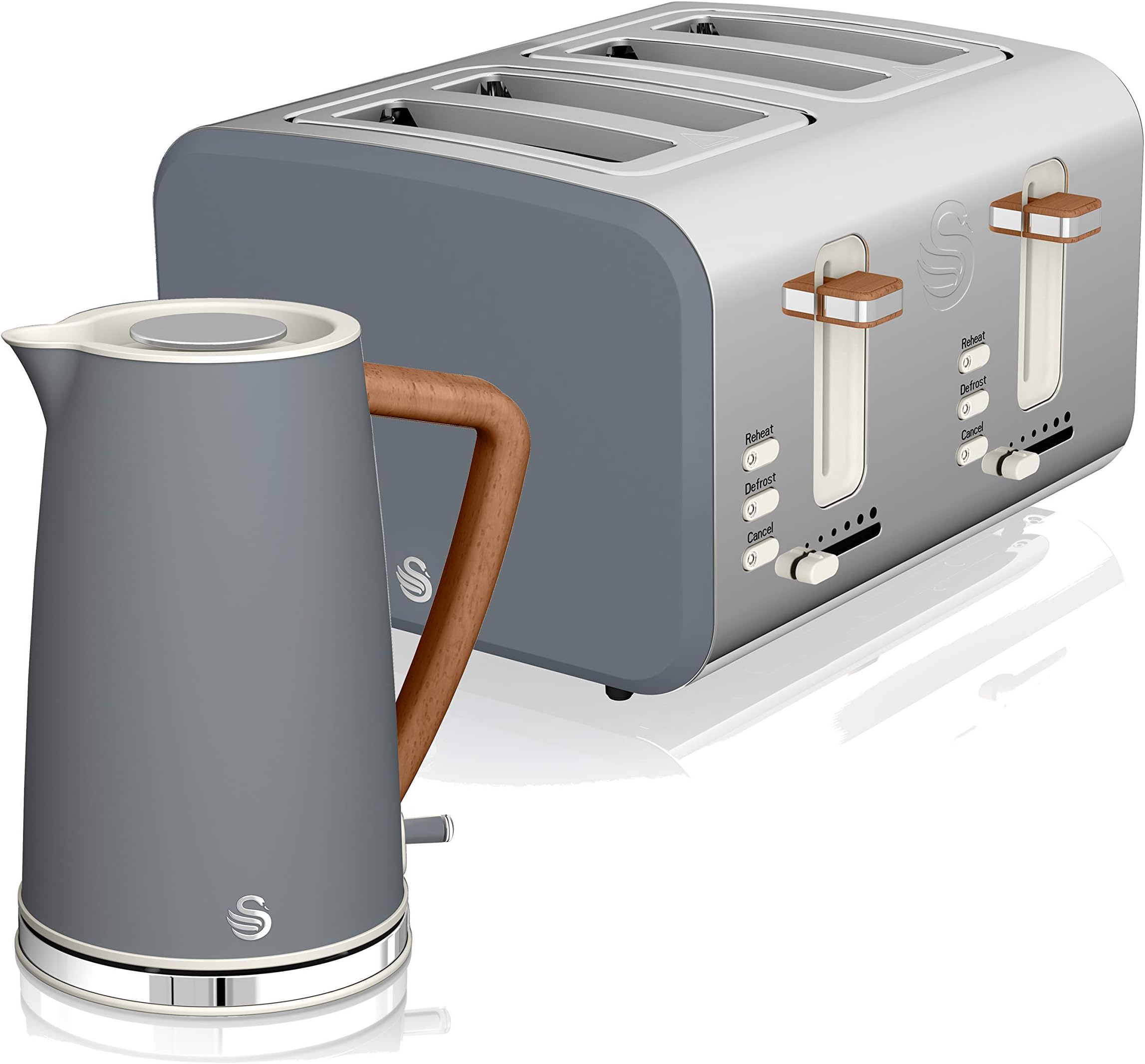 Swan Nordic Slate Grey Kitchen Set with 1.7 Litre Kettle and 2 Slice