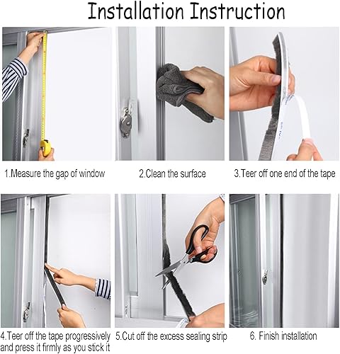 Miniatura 6 de Burlete autoadhesivo de 32.8 pies de largo x 0.35 pulgadas de ancho x 0.2 pulgadas de alto, color gris, para puerta, ventana, resistente a la