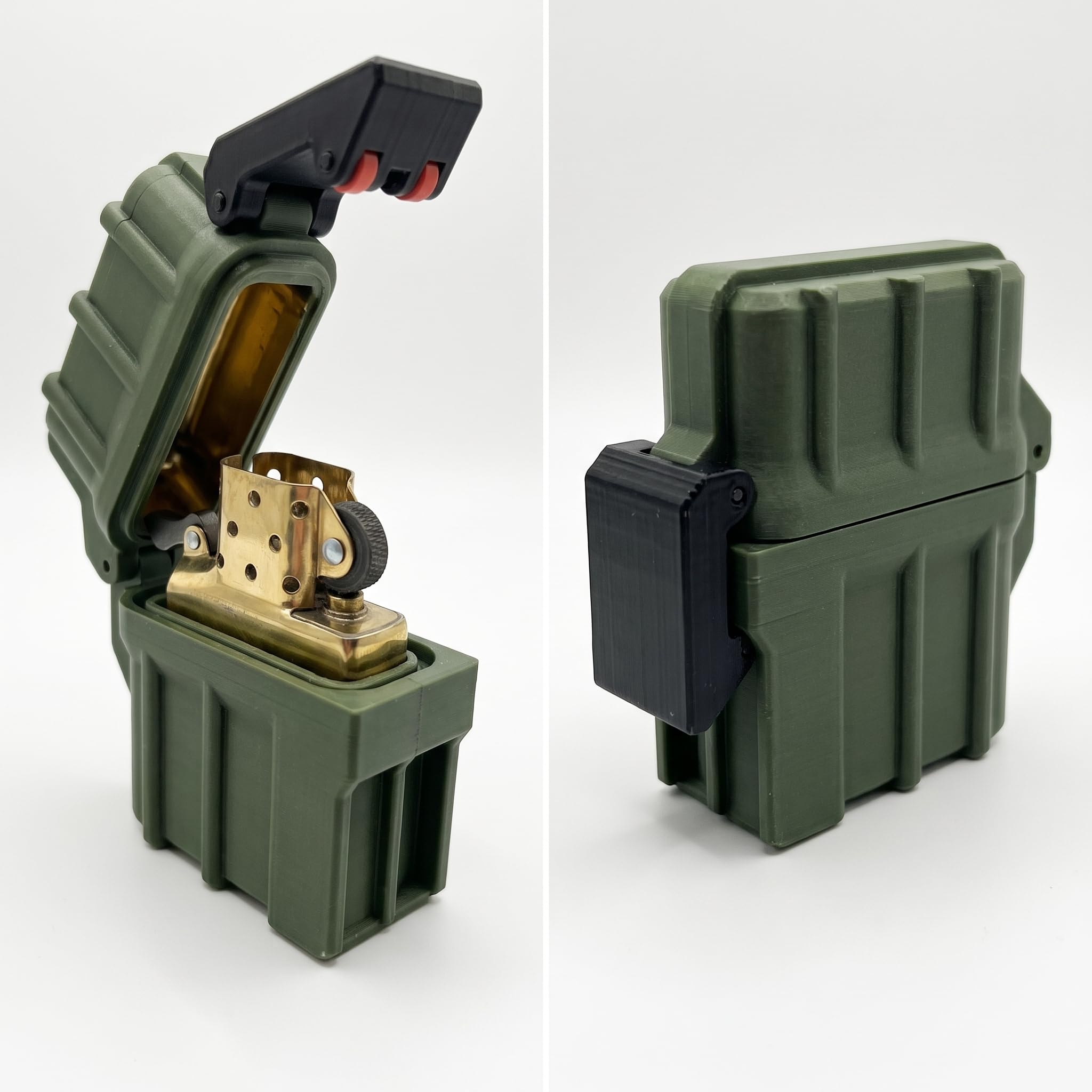 Vikson International Tactical Zippo Lighter Armor | Rugged Travel Case, Heavy-Duty Protective Shell & Secure EDC Vault for Standard Flip-Top Windproof Lighters (Green)-image-12