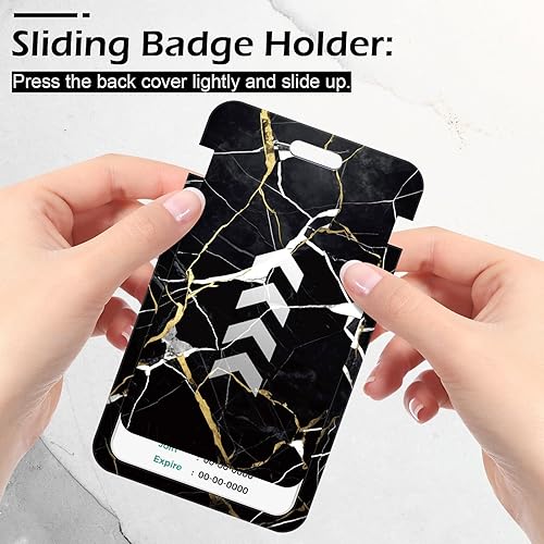 Miniatura 4 de Anseal Cordones rosados para insignias de identificación, portatarjetas retráctiles con llavero, soporte para tarjeta de crédito de identificación,