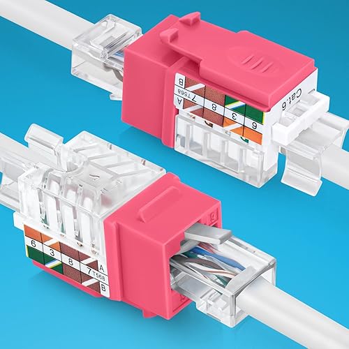 Miniatura 139 de Everest - Paquete de 50 conectores Keystone RJ45 Cat6 en ángulo de 45°, color blanco, conectores RJ45 hembra de perfil delgado, conector Keystone