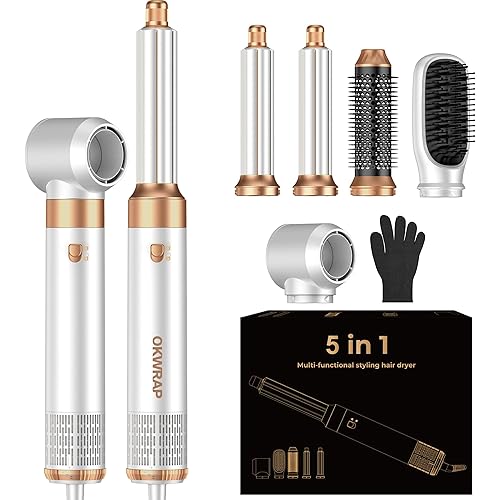 5 in 1 Blow Dryer Brush Set,Hot Air Styler Negative Ion Air Curling Wrap Air Curler, Round Brush Blow Dryer Curling Iron Hair Styling Tools Gift for Dry,Volumize, Straight,Curl,100-120V