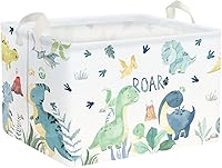 Vista 1 de Clastyle Adorable acuarela verde dinosaurio estante cesta volcán hoja de palma plegable cubo de almacenamiento rectangular ropa libros juguetes cubo
