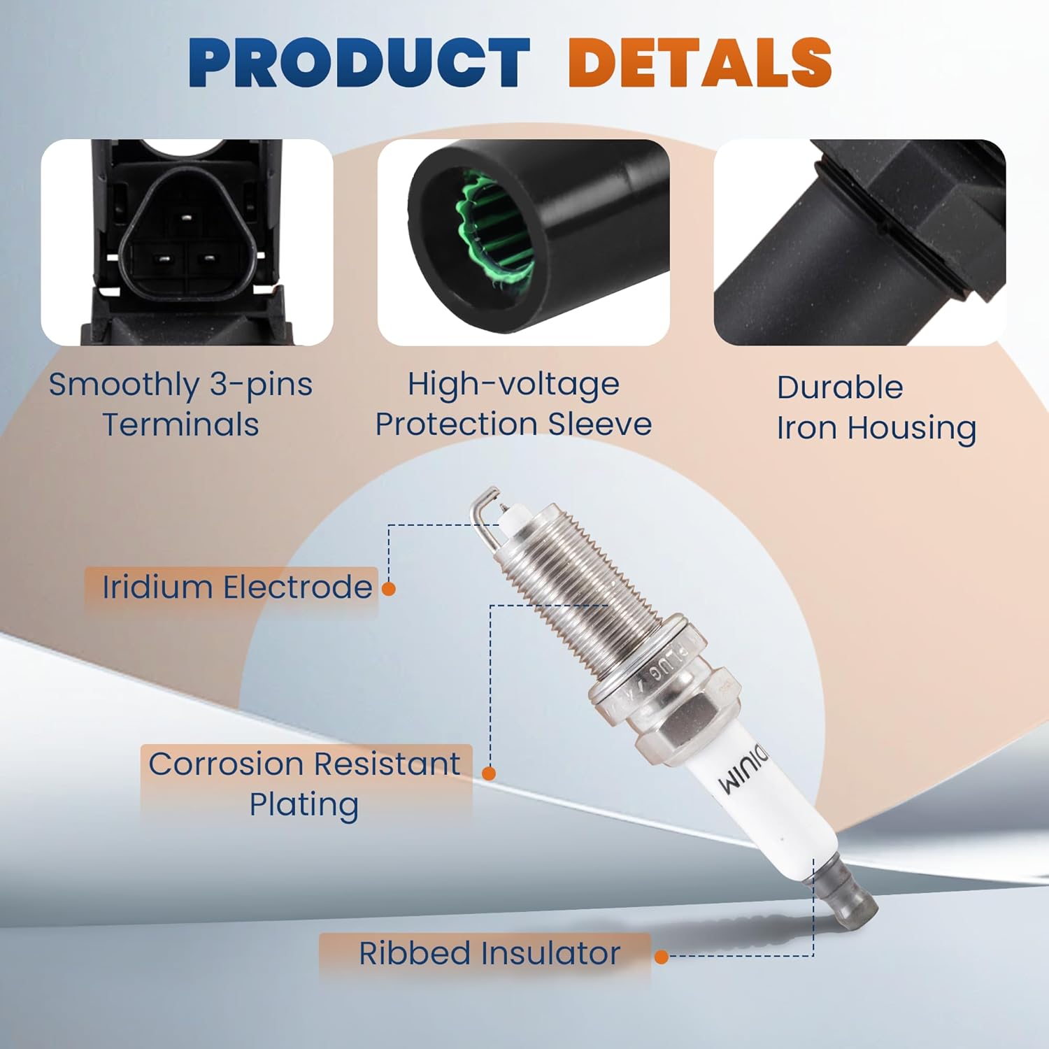 Set of 6 Ignition Coils and Spark Plugs set Compatible for BMW 128i 328i 330i 528i 530i X3 X5 X6 M5 M6 Z4 Mini Cooper 0221504470 UF592