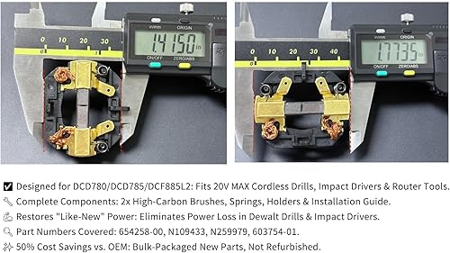 Miniatura 4 de Kit de repuesto de cepillo para DeWalt DCD780/DCD785/DC820 - Compatible con 654258-00 N109433, piezas de reparación de motores con resortes y
