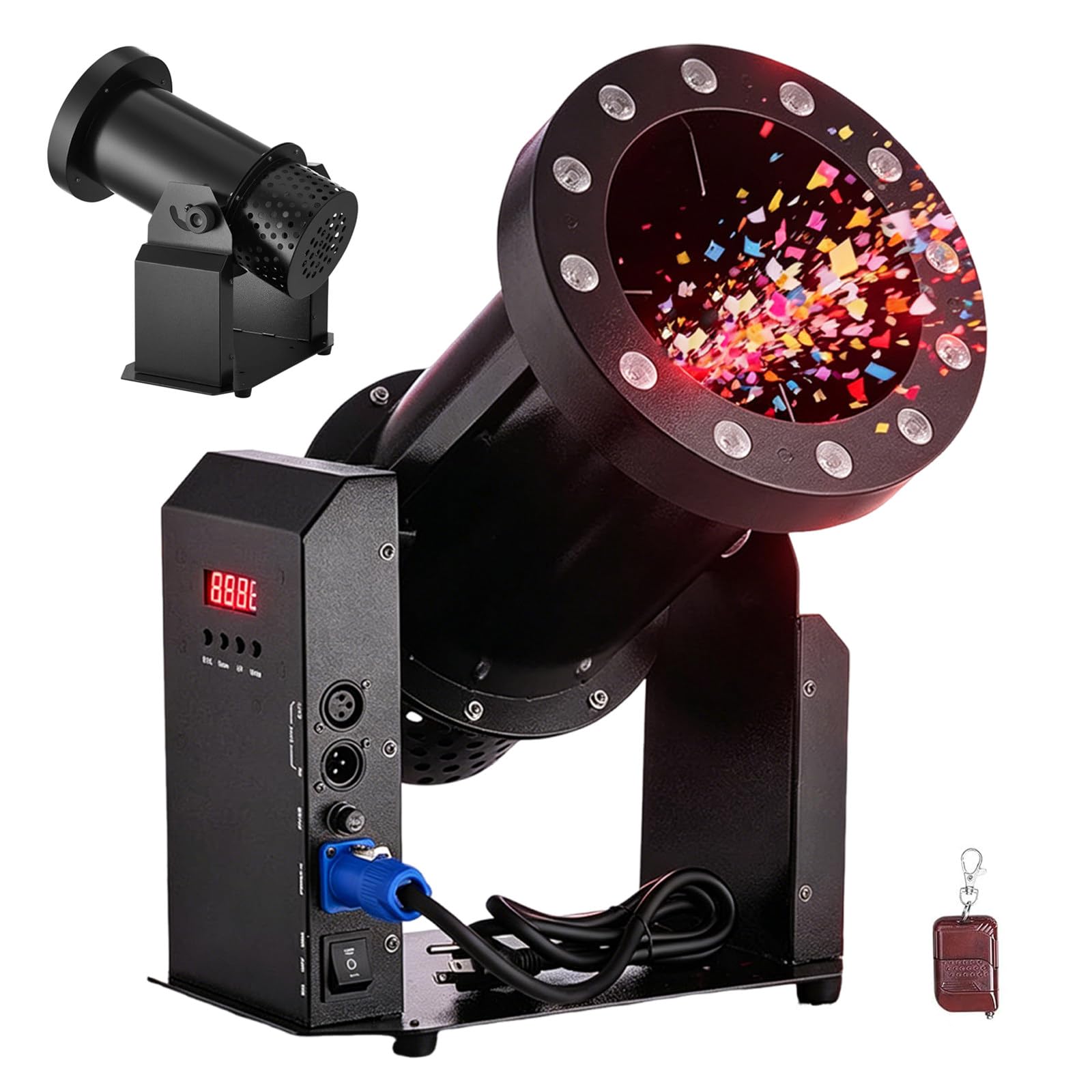 ZEEKYFOR Confetti Machine, Professional Electric Confetti Launcher with Remote Control & LED Lights, for Party Nightclub Wedding Stage Concert Christmas