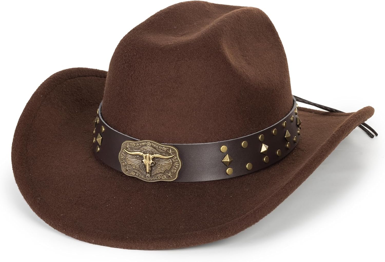 Western-Cowboy-Hat para mujer de fieltro de ala ancha, sombrero de vaquera, gorra de rodeo-jazz con banda