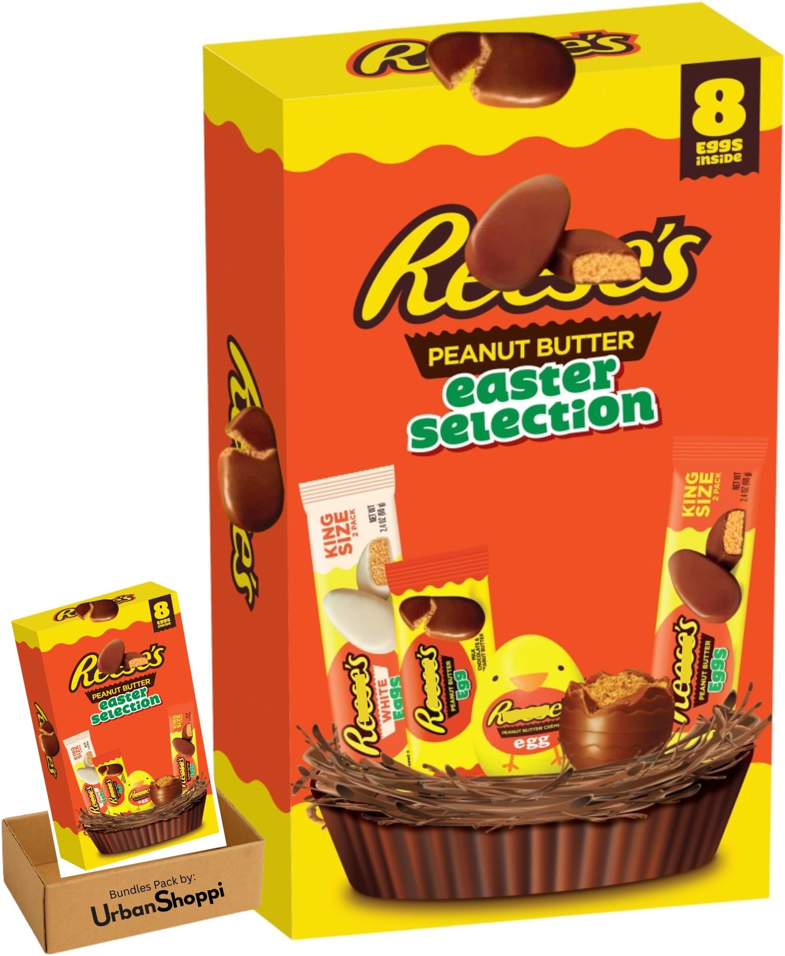 Rese's Peanut Butter Easter Selection Box, Assorted Chocolate, 6 Piece, 272g, Bundle by UrbanShoppi (1x Box)