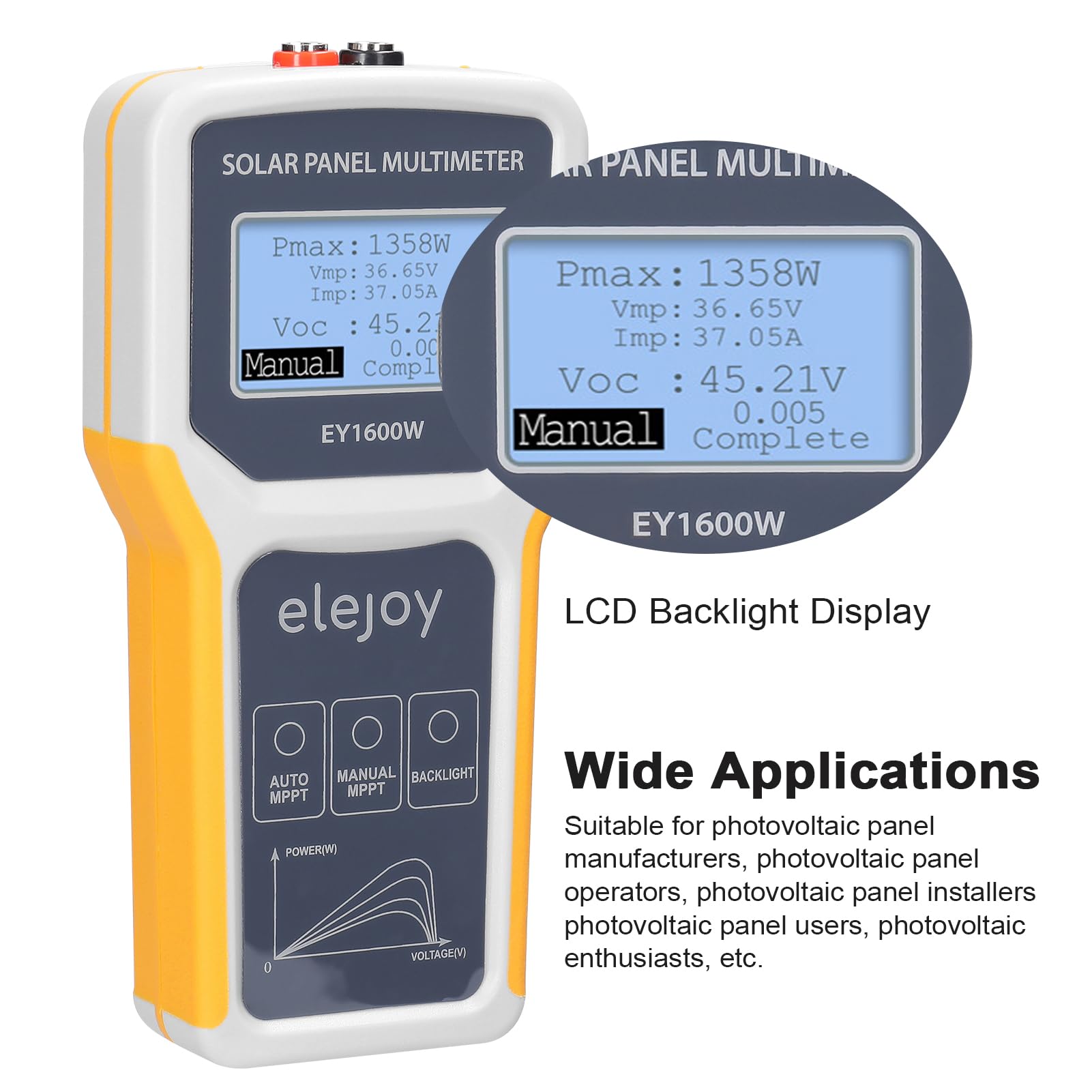HUIOP 1600 W Multimetr do panelu fotowoltaicznego Tester MPPT do panelu słonecznego Urządzenie do testowania napięcia w obwodzie otwartym maksymalne napięcie punktu mocy Miernik testowy