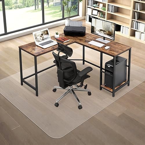 SHAREWIN Tapete grande para silla de piso de madera dura, 63 x 51 pulgadas, para el hogar, tapete resistente para silla rodante de oficina para