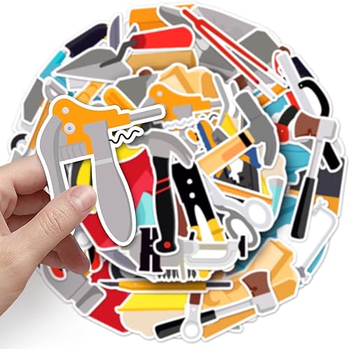 Miniatura 3 de Calcomanías para herramientas, 50 unidades, impermeables, divertidas, martillo para botella de agua, laptop, teléfono, álbumes de recortes,