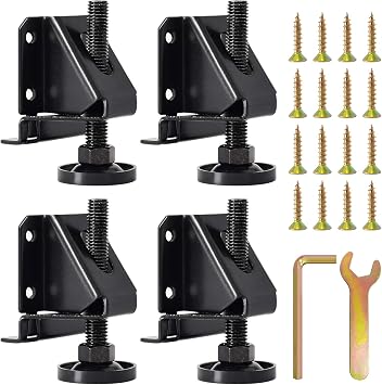 4 Pack Leveling Feet, Heavy Duty Furniture Levelers, Adjustable Table Legs Leveler for Furniture, Table, Cabinets, Workbench, Shelving Units, Black