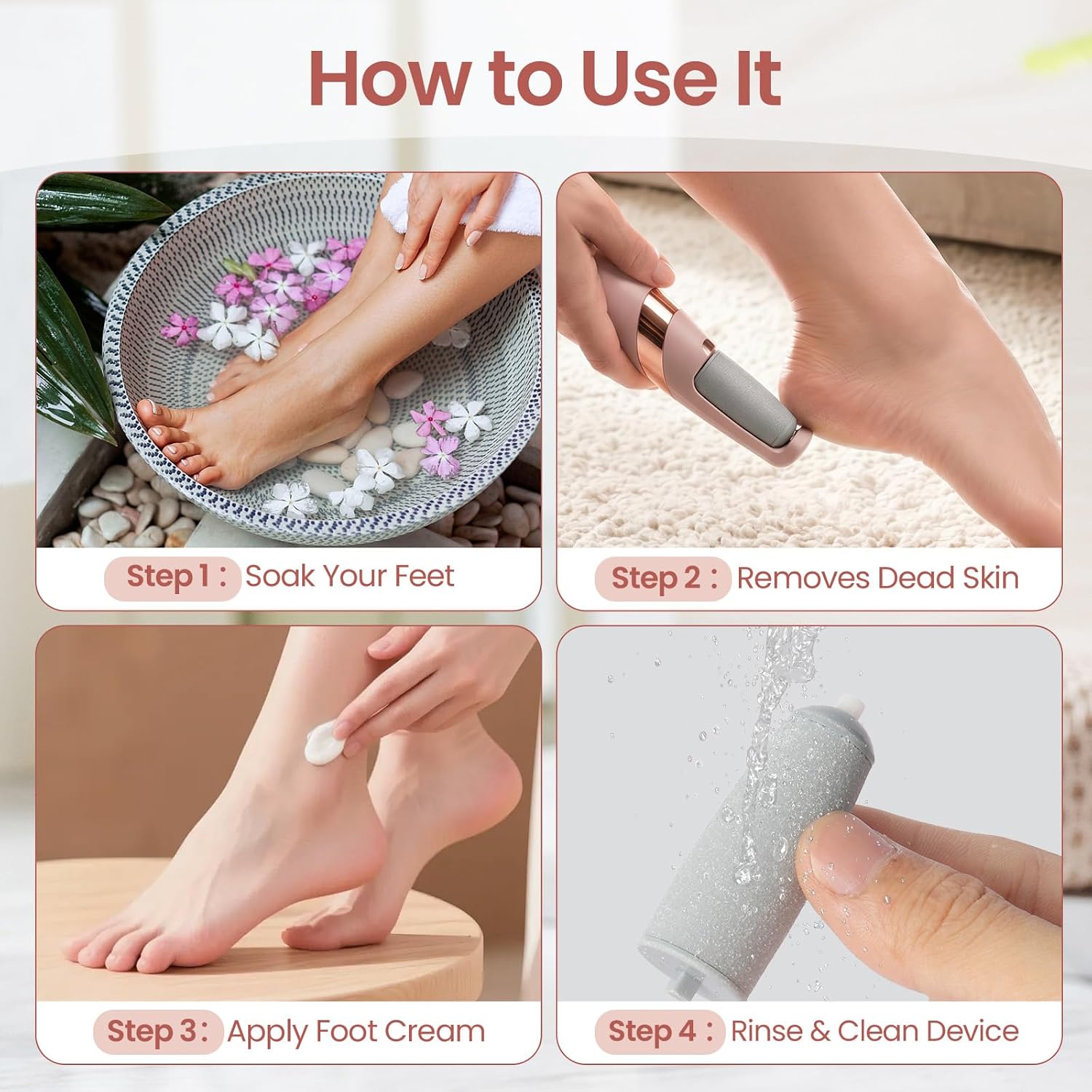 ZABOUL Callus Removers for Feet, Electric Foot Callus Remover Rechargeable with 2 Roller Heads Electronic Foot File Removes Hard Skin for Soft Beautiful Feet, Feet Care Pedicure Tools
