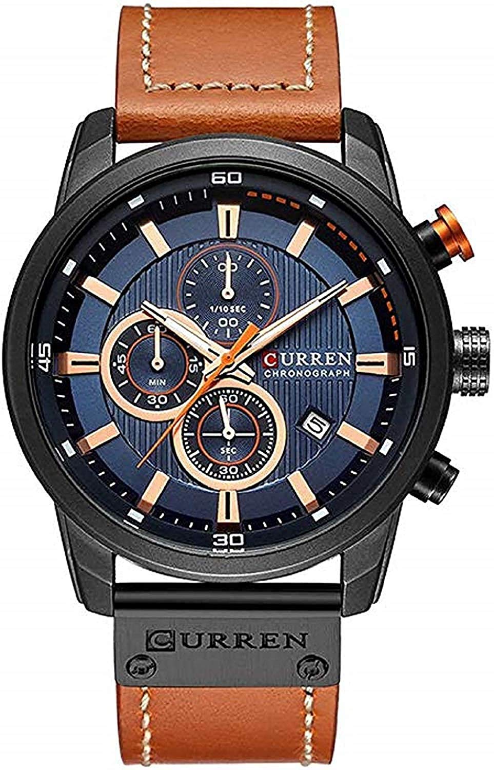 CURREN Analogue Mens Watch (Blue Dial Brown Colored Strap) (B07MFW2YL3) Amazon Price History, Amazon Price Tracker
