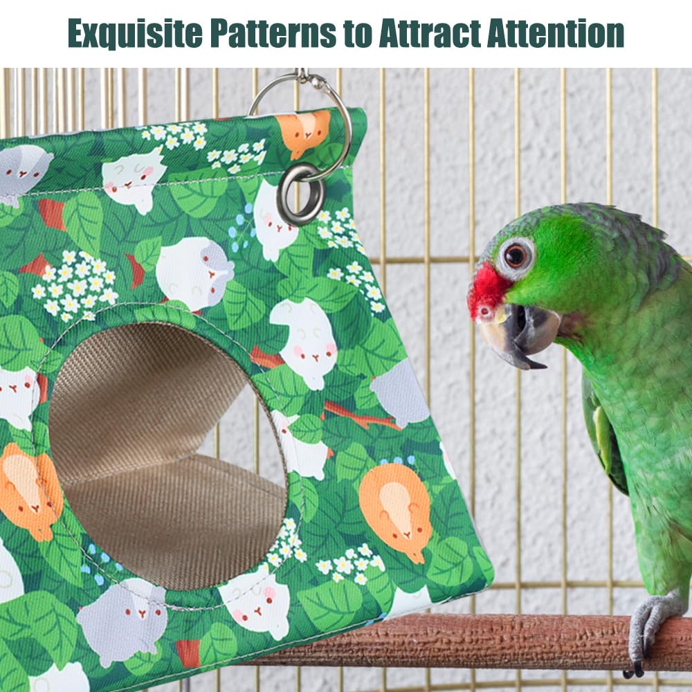 MiOYOOW Hamaca Pájaro Loro Transpirable, Cama Nido Pájaro Primavera y Verano Hamaca Cueva Colgada Refugio de Dormir para Periquitos, Inseparables, Loros, Periquitos, Calopsitas