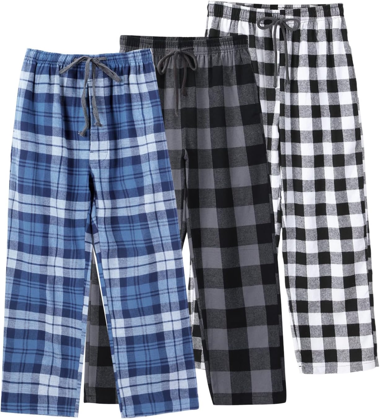 3 Pack Big Boys Pajama Pants,Soft Cotton Plaid Lounge Bottoms 8-17 Years