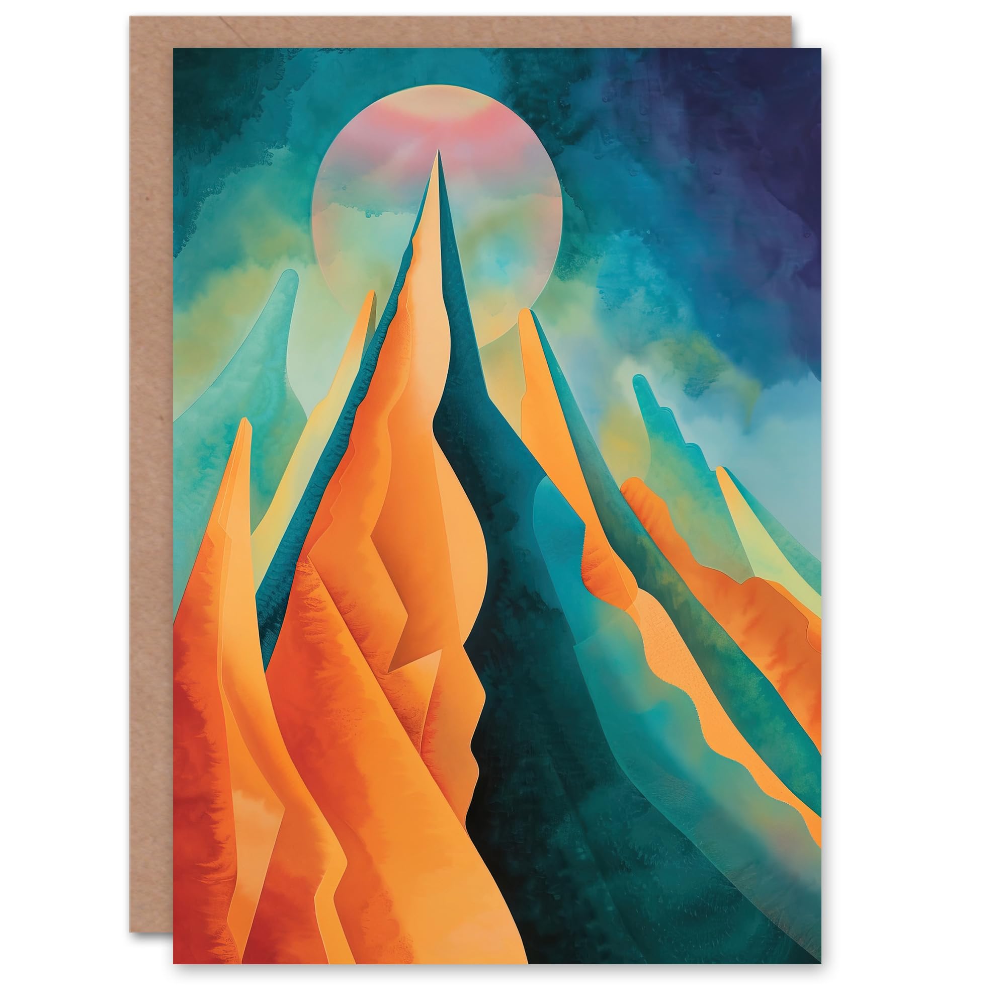 Artery8 Sci-Fi Mountain Summit by Moon Painting Galaxy Greeting Birthday Card Him Her All Blank