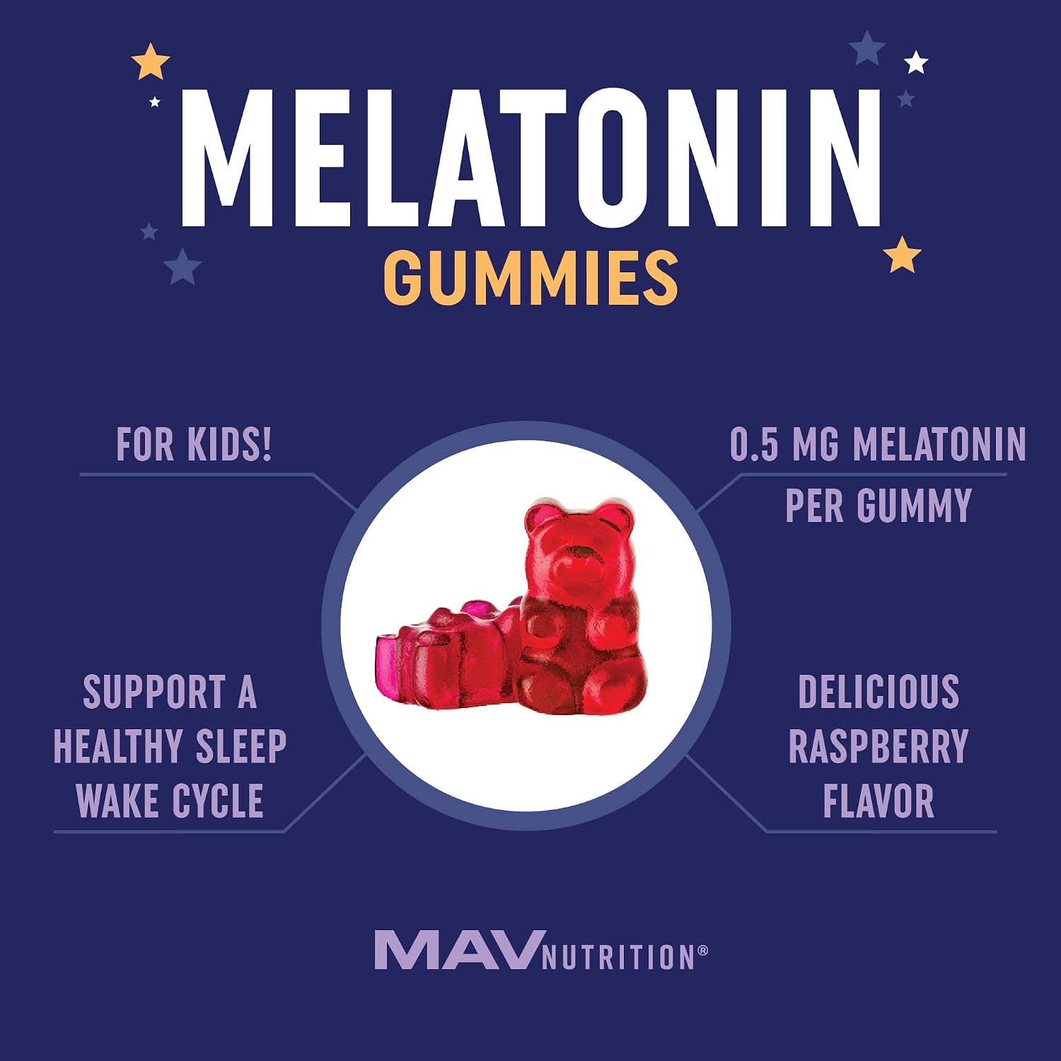 Melatonin Gummies for Kids | 0.5mg Per Gummy | Gentle Rest Support for Children Ages 2+ | Low-Dose Chewable Rest Aid For Kids | Only 1g of Sugar Per Gummy | Gluten-Free, Non-GMO, Pectin-Based (60ct)