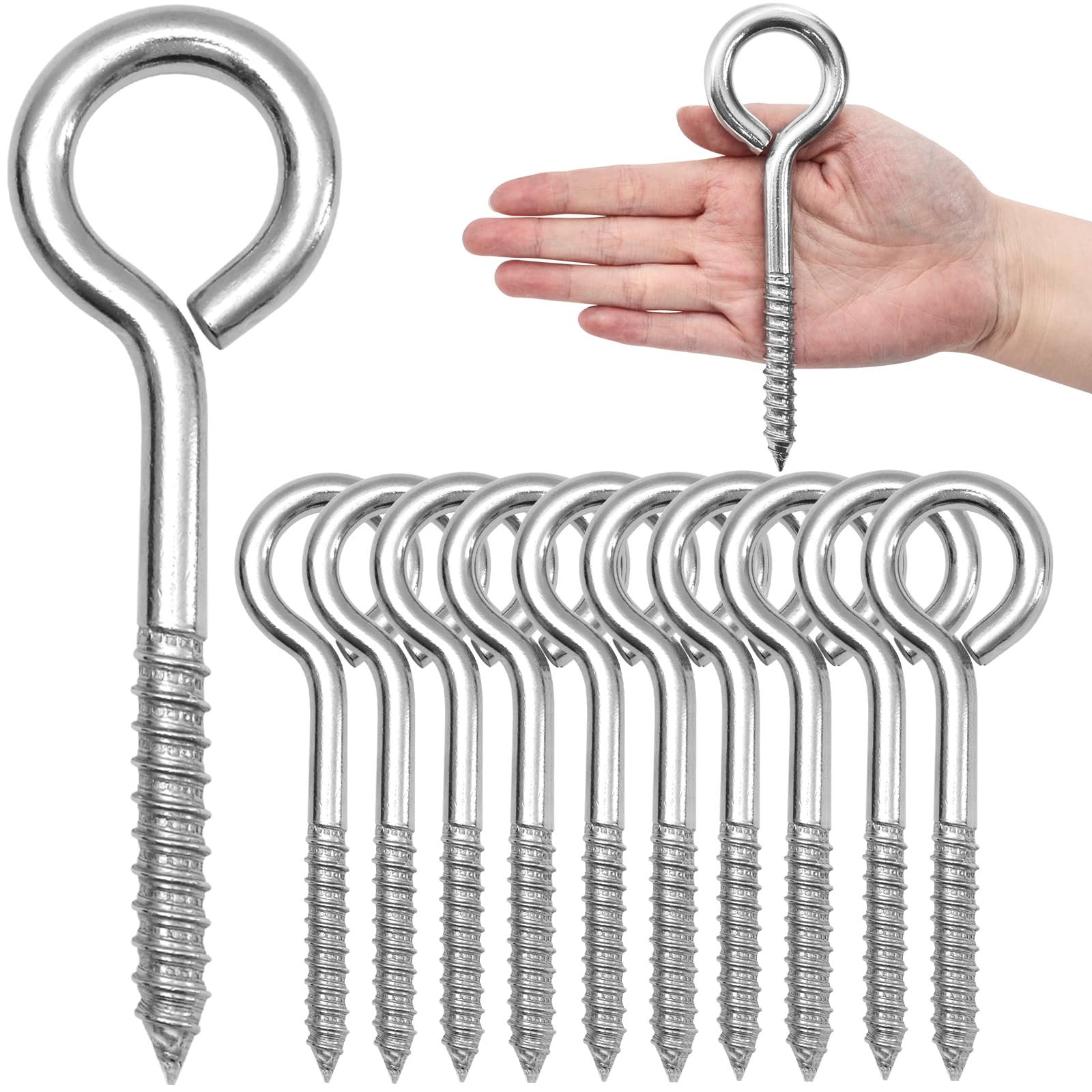 Stainless Steel Screw Eyes - 10 Pack, Heavy Duty -14