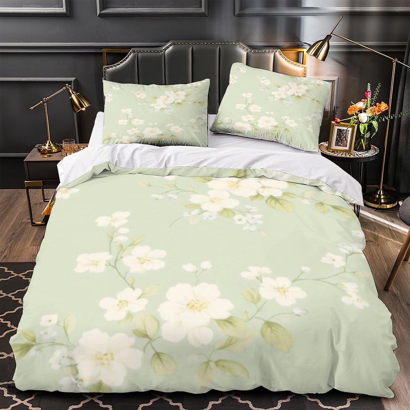 Housse de couette fleurs 140x200 parure lit imprimée 3D fille garçon