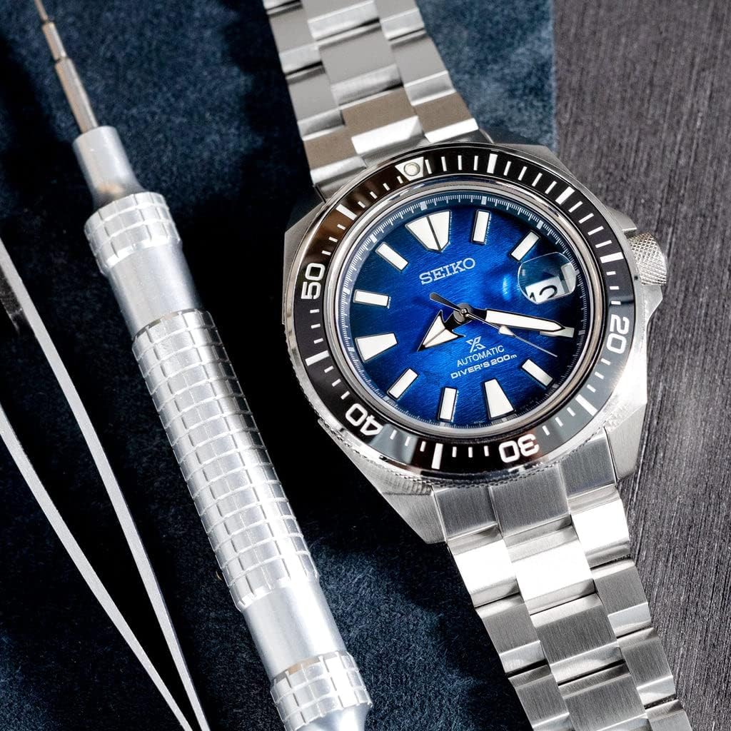 MiLTAT 22mm Hexad Watch Band compatible with Seiko King Samurai SRPE33 SRPE37 SRPF79 V-Clasp Brushed