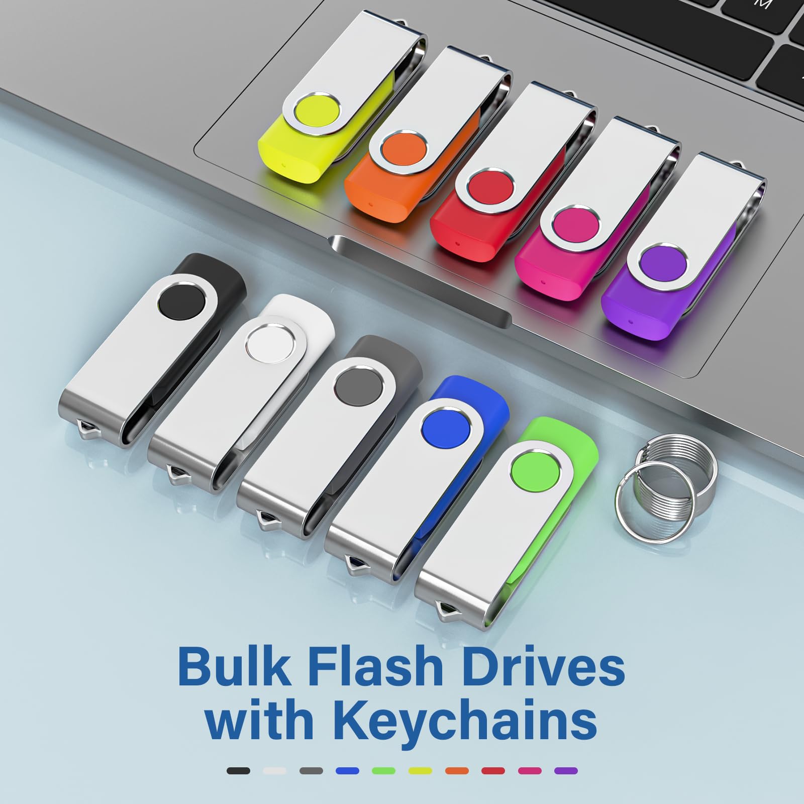 USB Stick 32GB 20 Stück, USB-Stick 32GB 2.0 Speicherstick, Memory Stick (10 Farben) | Bulk-Stift mit Umhängeband, Multipack mit Reißverschluss für Datenspeicherung und Backup