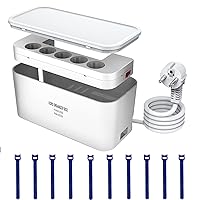Ciabatta Multipresa USB con Scatola Porta Cavi, Presa Multipla 5 Prese con 3 USB