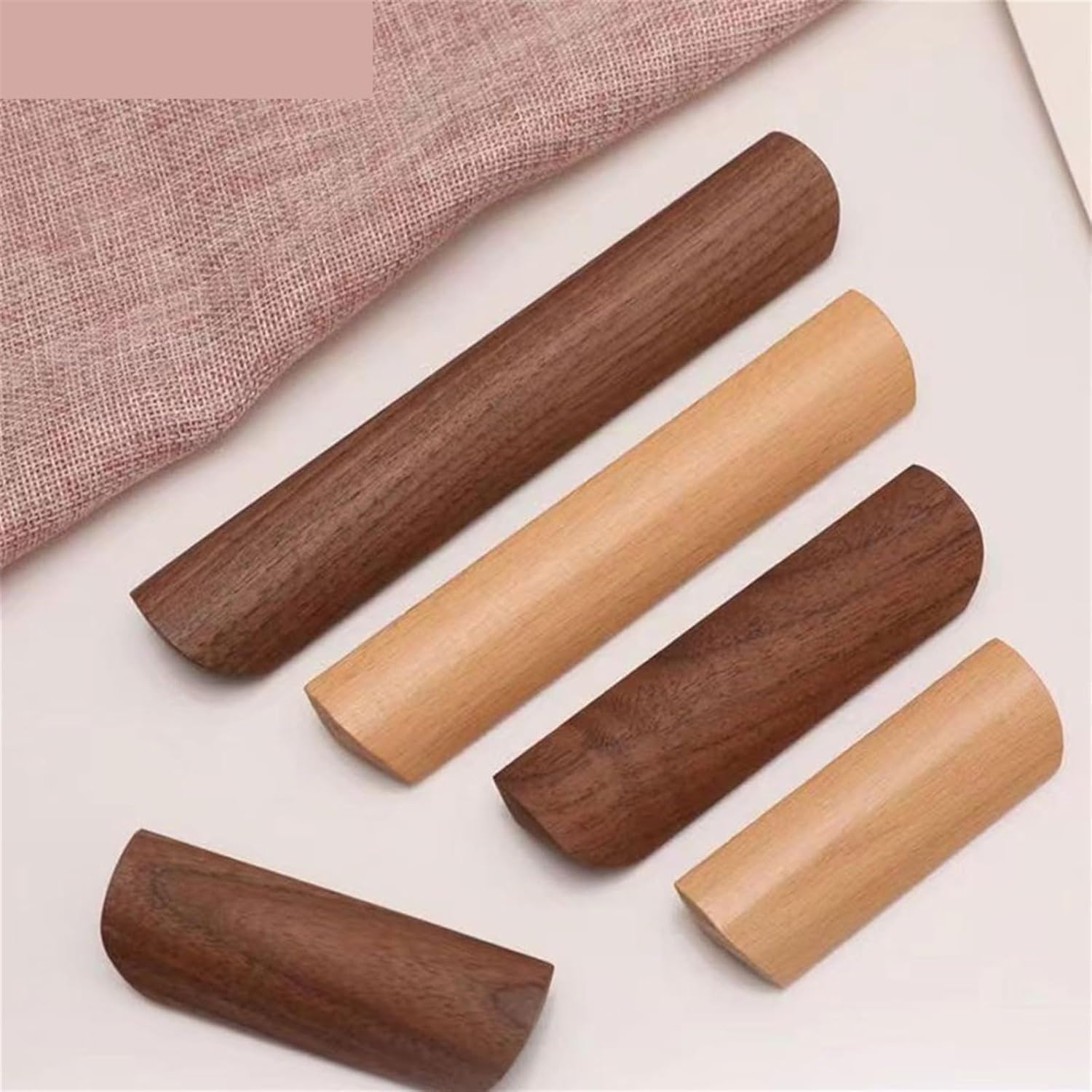 Wooden Handle Furniture Drawer Pulls Cabinet Handles Friendly Wardrobe Knob with Screws 1Pcs (Color : Walnut 192mm)