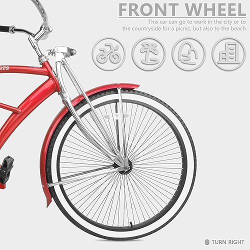 Vista 163 de MICARGI Bicicleta híbrida para adultos de 24/26 pulgadas, bicicleta híbrida de 1/7 velocidades para mujeres, hombres, personas mayores, bicicleta