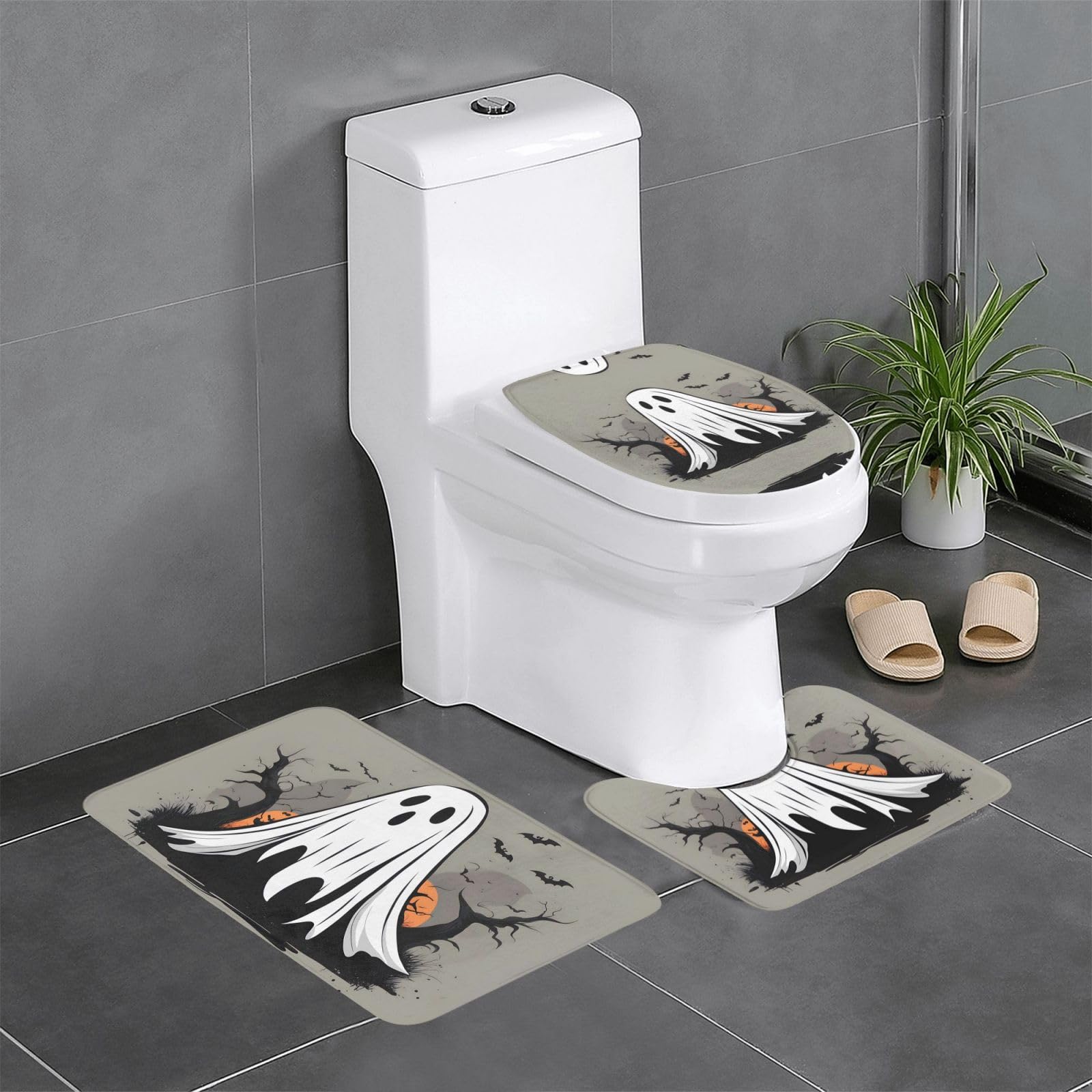 Tapis de salle de bain antidérapant d'Halloween pour éviter les glissades au WC