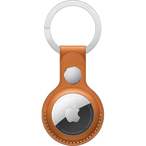 Apple AirTag Leather Key Ring - Golden Brown