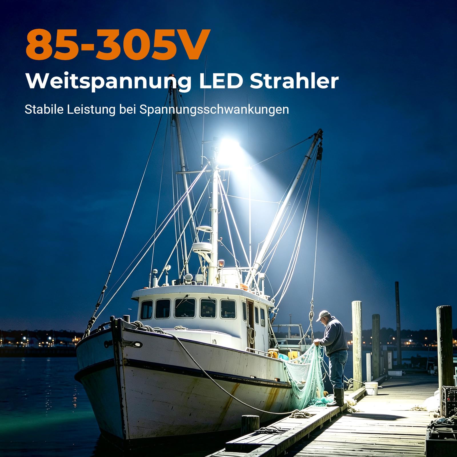 400W LED Flutlicht 56000LM, 85V-305V Weitspannung Scheinwerfer | 5000K. Flimmerfrei, IP67, 10KV. Robust & einfach montierbar. Geeignet für Sportplatz Baustellen. Generatorkompatibel
