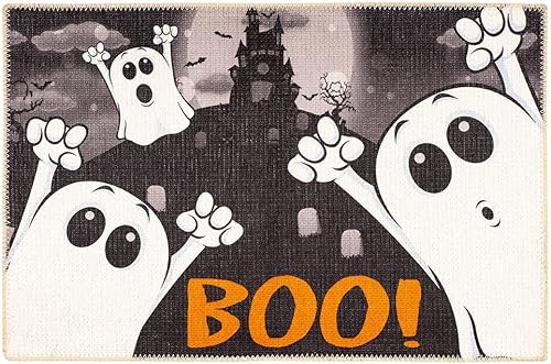 Miniatura 5 de Benissimo Alfombra de Halloween de 24 x 36 pulgadas, 85% algodón, divertida, lavable a máquina, tapete de pasillo para baño, felpudo para decoración
